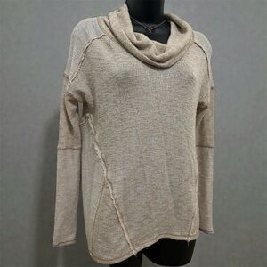 We The Free Beige Cowl Neck Sweater